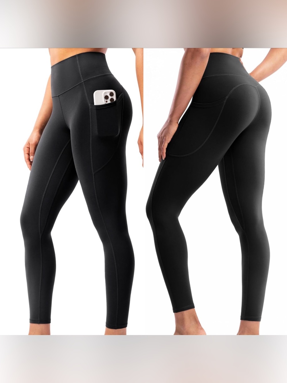 PoshDivah CreamLuxe Black Compression Leggings w/ Pockets Women’s Large